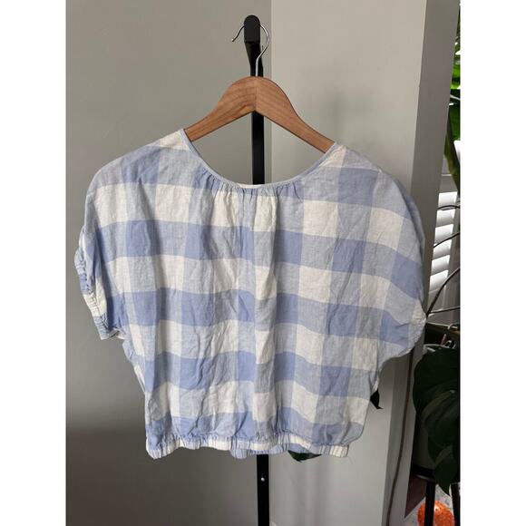 Madewell Linen-Blend Michele Bubble Top in Gingham Check - Picture 3 of 7